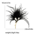 Long Feather Plume Brooch in Black or White With Crystal Bow view 6