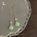 Jade Tone Chinese Style Pearl Drop And Stud Earrings view 6