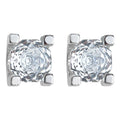 Silver Tone Clear Octagonal Millennium Rose Zircon Square Stud Earrings view 5