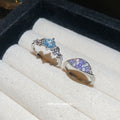 Silver Zircon Open Rings Purple Leaf Blue Flower Styles view 2