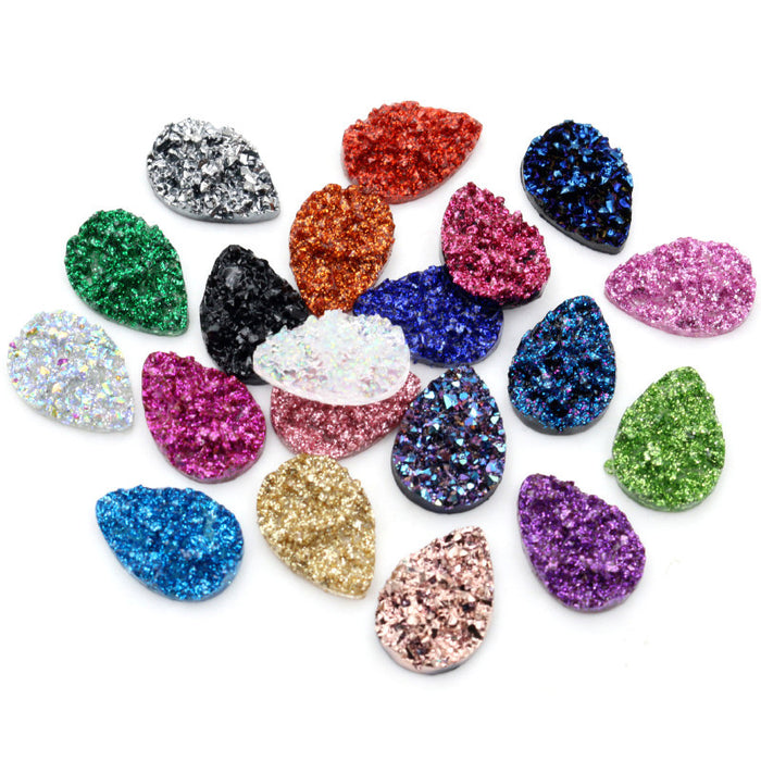 Textured Teardrop Druzy Resin Cabochons in Thirty Seven Options