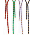 Gold Y-Lariat Necklace Rectangular Color Stones Purple Black view 5