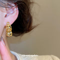 Gold Tone Filigree Folded Drop Stud Earrings Fashion Jewelry view 3