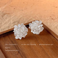 Silver Tone Layered Petal Sculpted Flower Stud Earrings For Women view 4