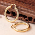 Textured Round Hoop Earrings in Gold-Tone Metal Jewelry view 3