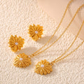 Flower Heart Imitation Pearl Pendant Necklace And Studs view 3