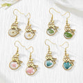 Gold Tone Snowman Pressed Flower Drop Earrings in Four Designs view 1