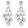 Silver Filigree Leaf Chandelier Earrings with Reflective Details view 5