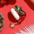 Red Enamel Santa Hat Brooch with Star Dangle for Jackets and Scarves view 3