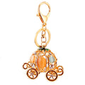 Gold-Tone Pumpkin Carriage Keychain With Clear Faceted Accents view 5