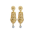 Gold Openwork Filigree Pearl Drop Earrings Decorative Jewelry Design view 5