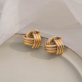 Gold Twisted Rope Knot Stud Earrings Open Triangle view 4