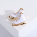 Enamel Ice Skate Brooch Gold Blade White Black Red Yellow view 6