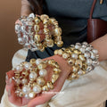 Irregular Metal Nugget Pearl Stretch Bracelet Sets view 1