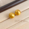 Matte Gold Tone Round Ball Stud Earrings In Five Graduated Sizes view 8