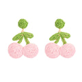 Eight Color Woven Double Cherry Dangle Stud Earrings view 5
