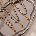 Double Layer Tiger Eye Oval Pendant Natural Stone Bead Necklace view 2