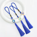 Turkish Evil Eye Tassel Charm on Braided Cord Loop view 1