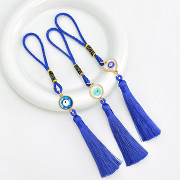 Turkish Evil Eye Tassel Charm on Braided Cord Loop