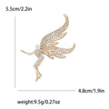 Flying Fairy Rhinestone Brooch in Gold or Silver Decorative Lapel Pin view 4
