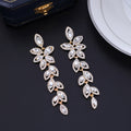 Gold Tone Silver Tone Floral Leaf Chain Tassel Crystal Four Designs Metal Dangle Earrings view 4
