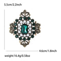 Antique Gold Baroque Brooch Pearl Emerald Cut Rhinestone Pin view 5