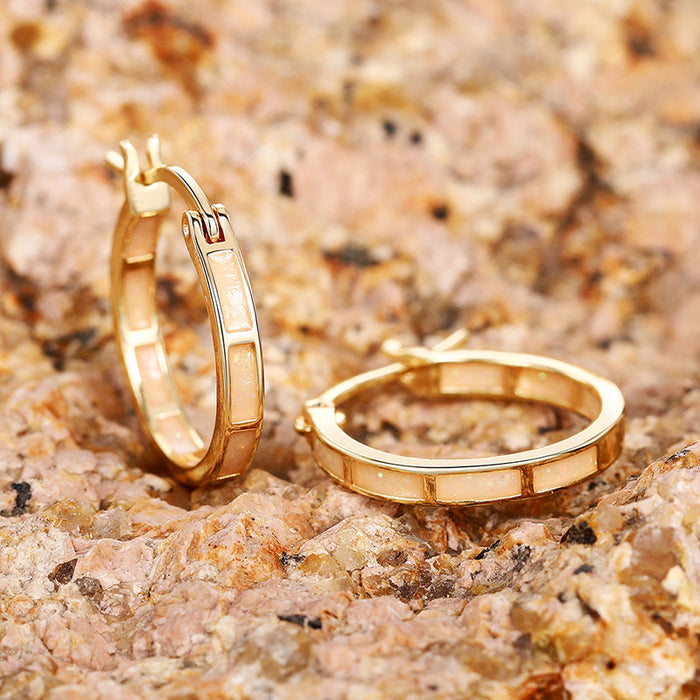 Slim Enamel Huggie Hoop Earrings in Green Gold and Blue