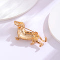 Gold Tone Dog Crystal Metal Brooch Pin for Jackets and Lapels view 3