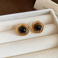Gold Tone Brown Stone Stud Earrings in Thirty Assorted Designs view 11