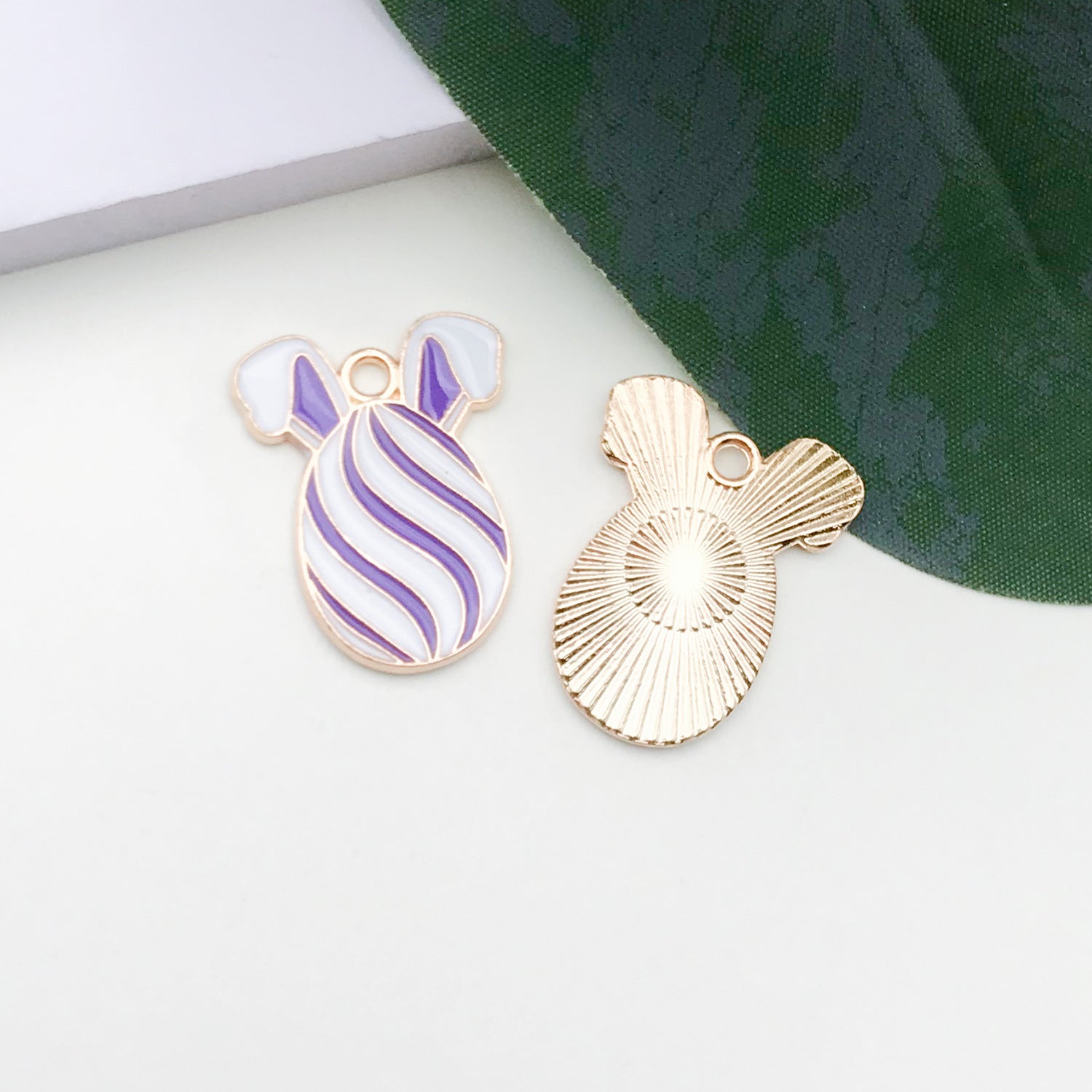 Enamel Zinc Alloy Easter Rabbit Egg Charm Pendant for Earrings Phone Strap DIY