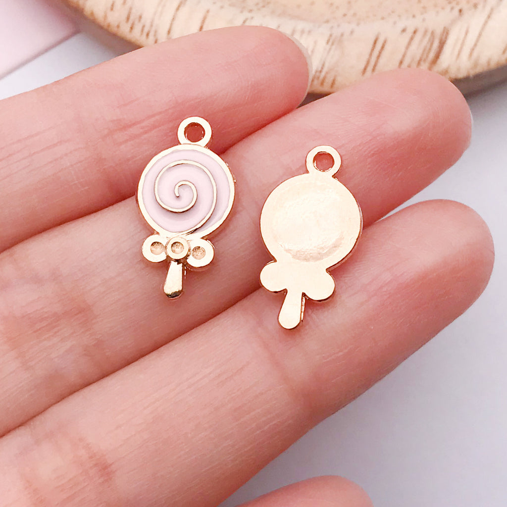 Enamel Zinc Alloy Donut Lollipop Cake Dessert Charm Pendant for DIY Keychain Jewelry
