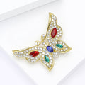 Multicolor Crystal Butterfly Brooch In Gold Tone With Polished Metal Detail view 3
