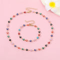 Multicolor Heart Evil Eye Gold Chain Bracelet Necklace view 5