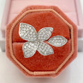 Clear Crystal Leaf Flower Silver Tone Brooch Polished Jewelry Accessory view 3