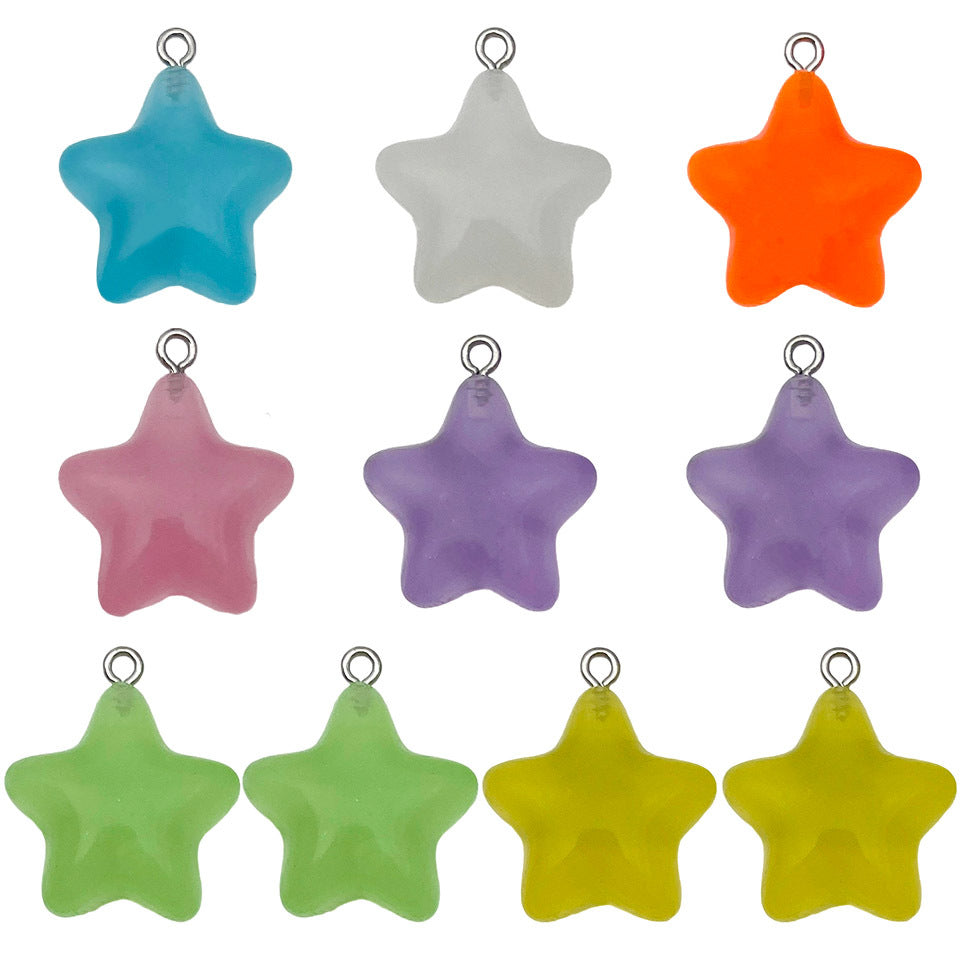 Glow Resin 3D Five Point Star charm pendant for DIY keychain earring necklace