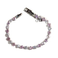 Pink Clear Starburst Crystal Tennis Bracelet Silver view 5