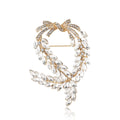 Crossed Wheat Bow Brooch Clear Marquise Silver or Gold view 1