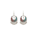 Antique Silver Tone Crescent Bead Fringe Hook Earrings view 5