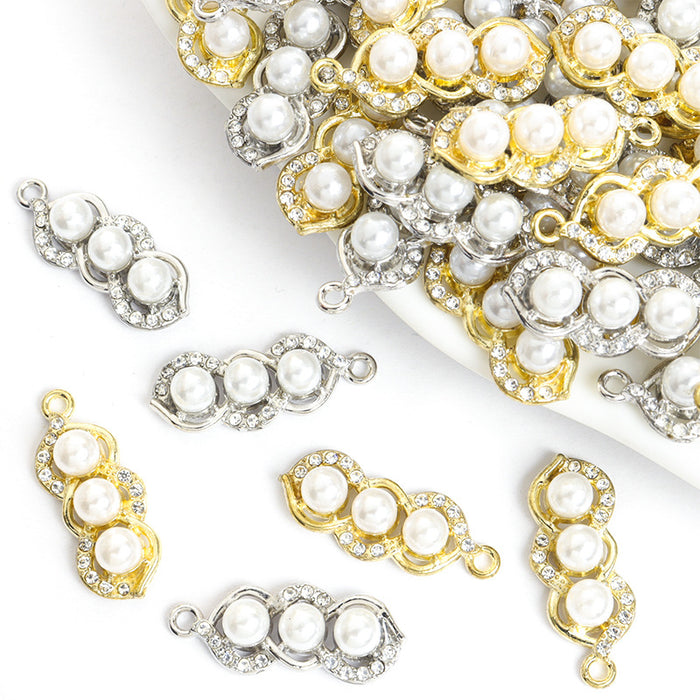 Pearl Pea Pod Charms in Gold and Silver Tones, Two Finishes