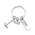 Silver Dad Hammer Ruler Multi Charm Metal Keychain Ring view 5