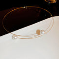 Gold Pearl Wire Collar and Silver Bar Necklace Three Styles view 6