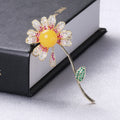 Crystal Daisy Long Stem Brooch in Two Center Colors view 4