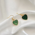 Gold Tone Glitter Heart Drop Earrings in Six Bright Colors view 9