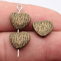 Wood Grain Heart Shaped Metal Beads in Two Finishes view 3