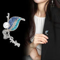 Blue White Leaf Pearl Look Metal Brooch Pin for Jackets and Lapels view 3