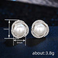 Pearl-Like Double Halo Stud Earrings In Four Metal Finishes view 4