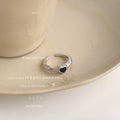 Silver Open Adjustable Ring with Black Heart Stone view 2