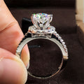 Silver Tone Round Clear Stone Double Halo Pavé Band Ring view 3