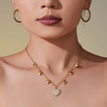 Gold Heart Drop Necklace Pavé Zircon Pendant Charms view 4