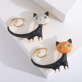 Long Tail Cat Enamel Brooch with Curled Accent Decorative Metal Pin view 4